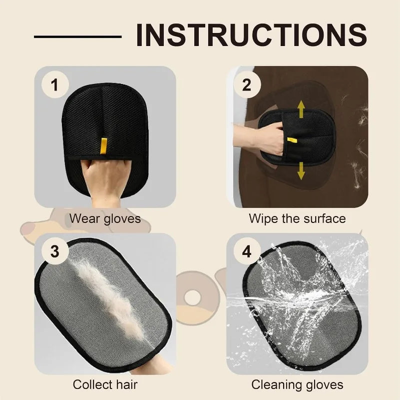 How to use the FurAway glove: wear, wipe, collect hair, rinse